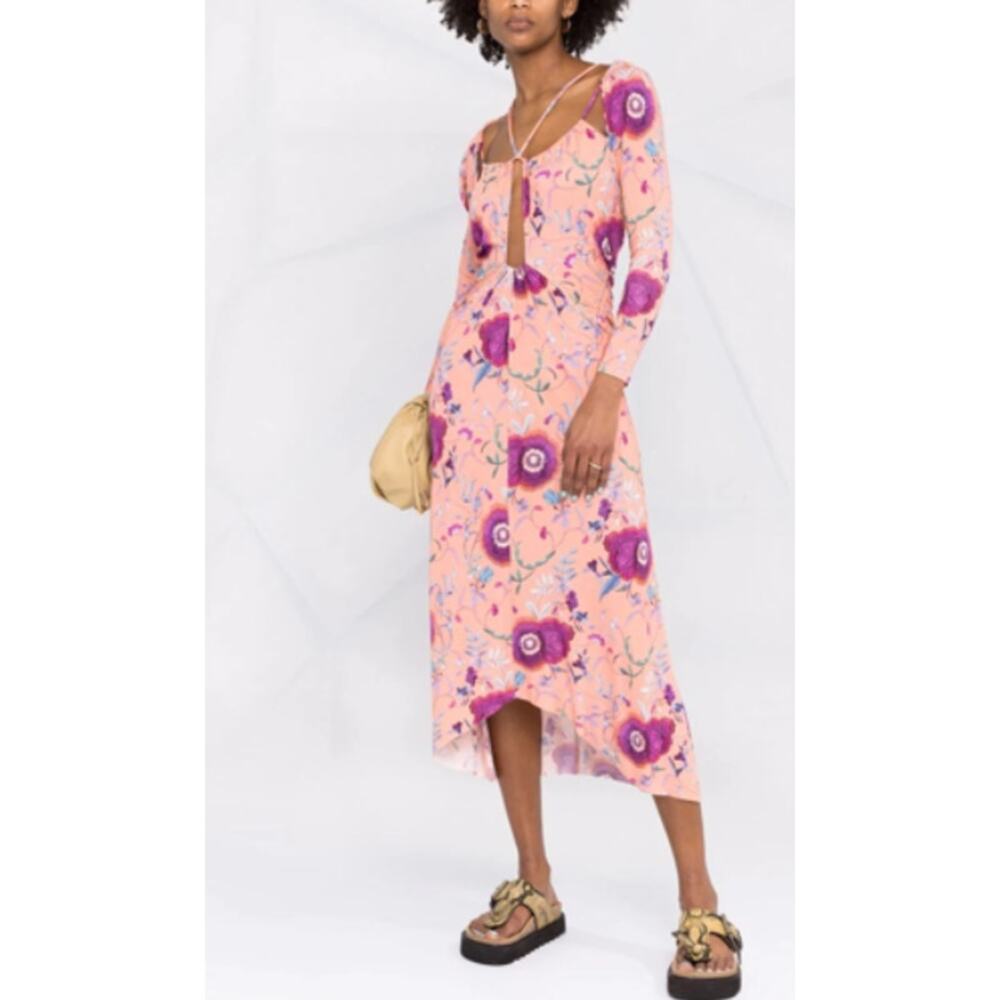 Isabel Marant Jadessi Floral Cutout Jersey Midi Dress Size 2 New with Tags